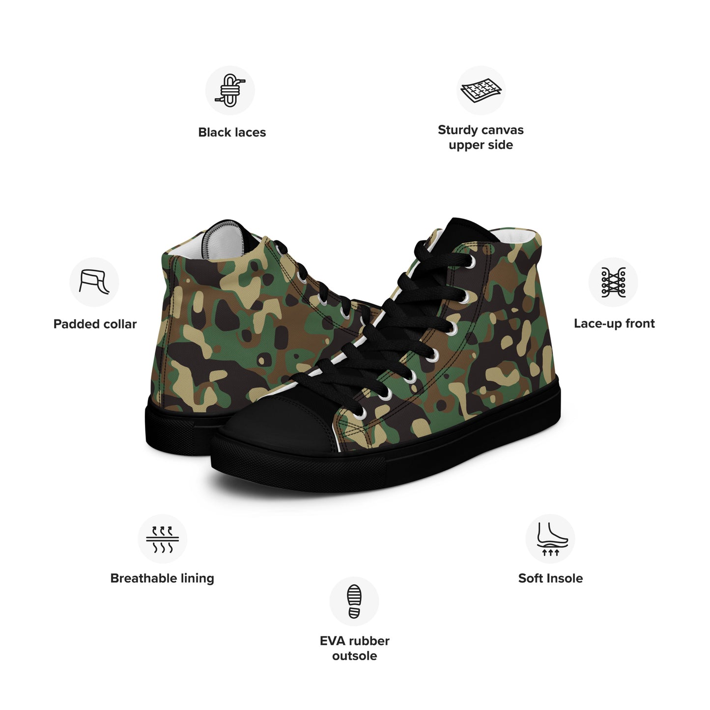 Army Men’s high top canvas shoes