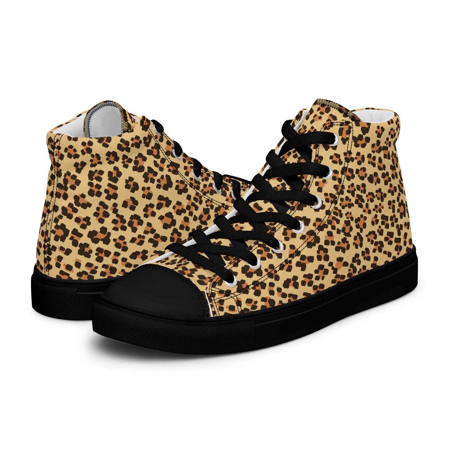 Brown Leopard Men’s high top canvas shoes