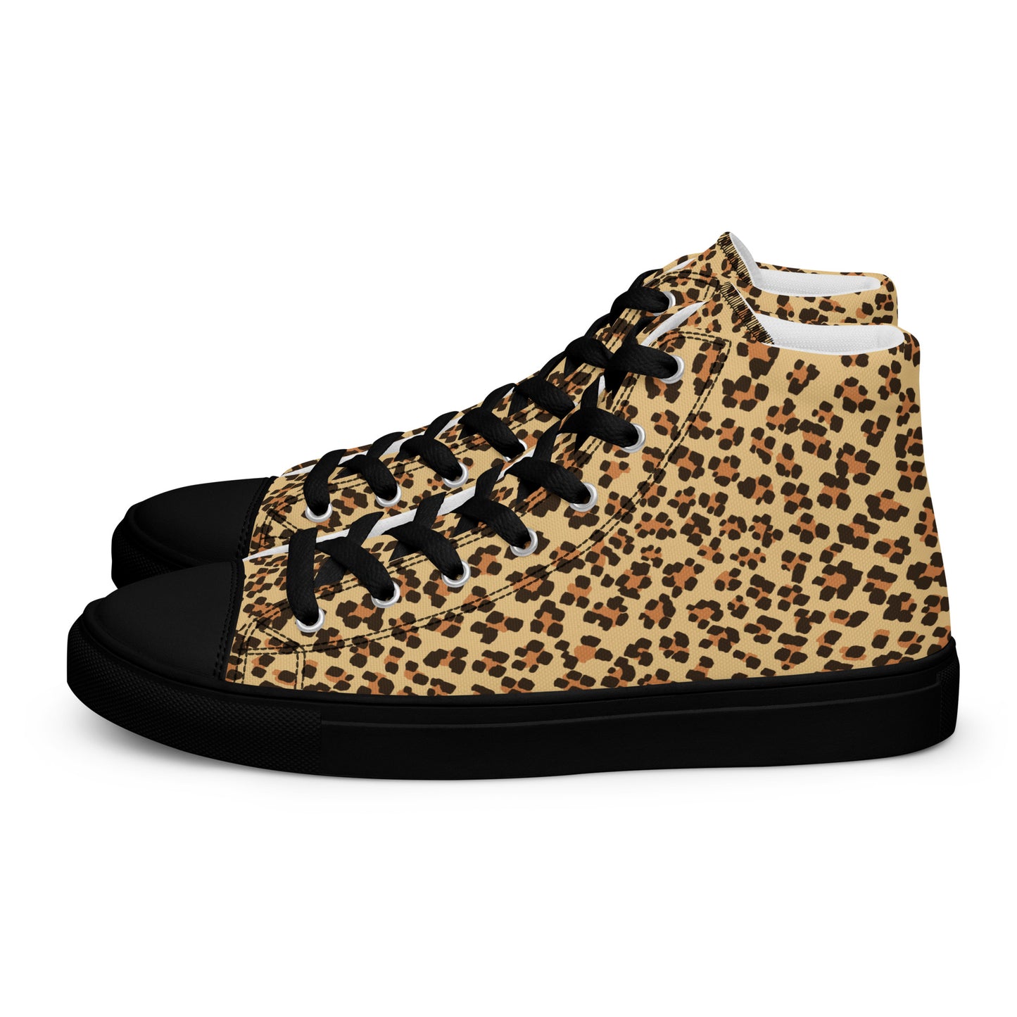 Brown Leopard Men’s high top canvas shoes