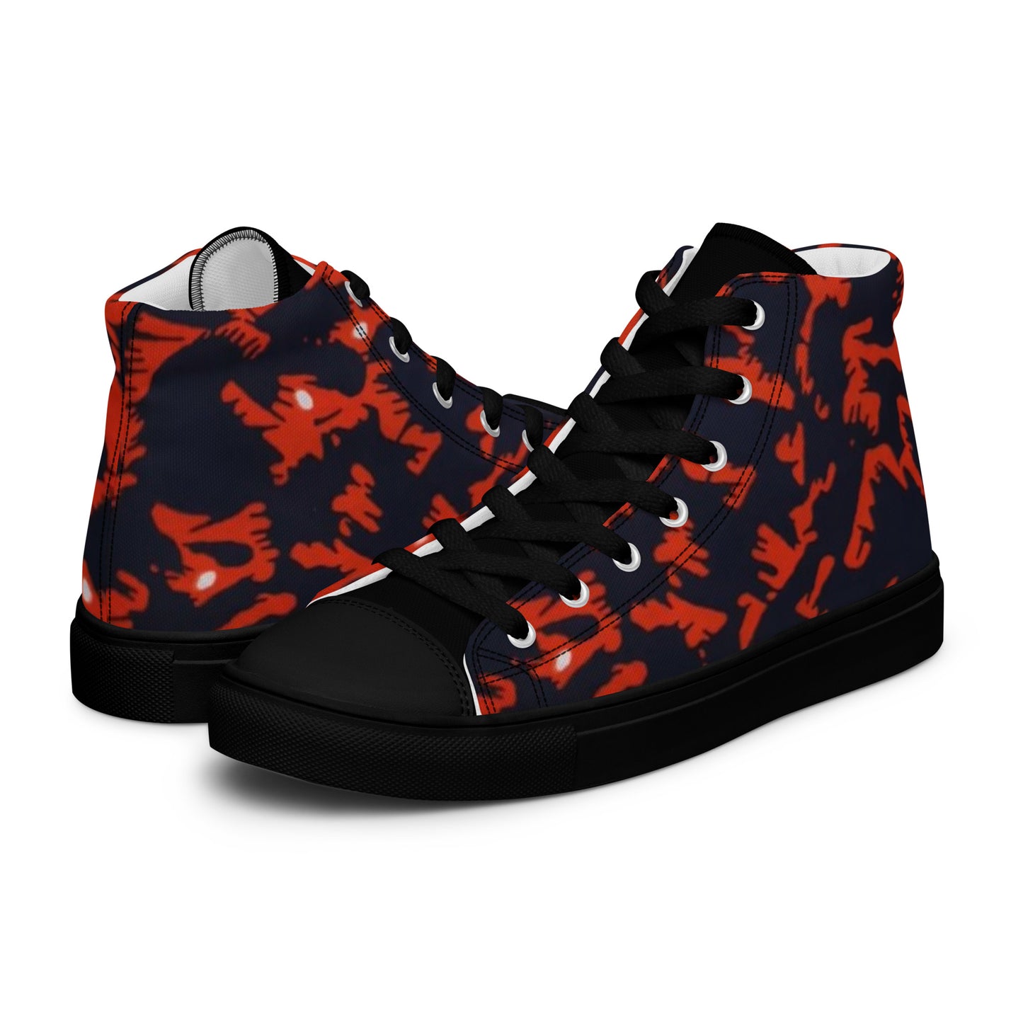 Orange Leopard Men’s high top canvas shoes