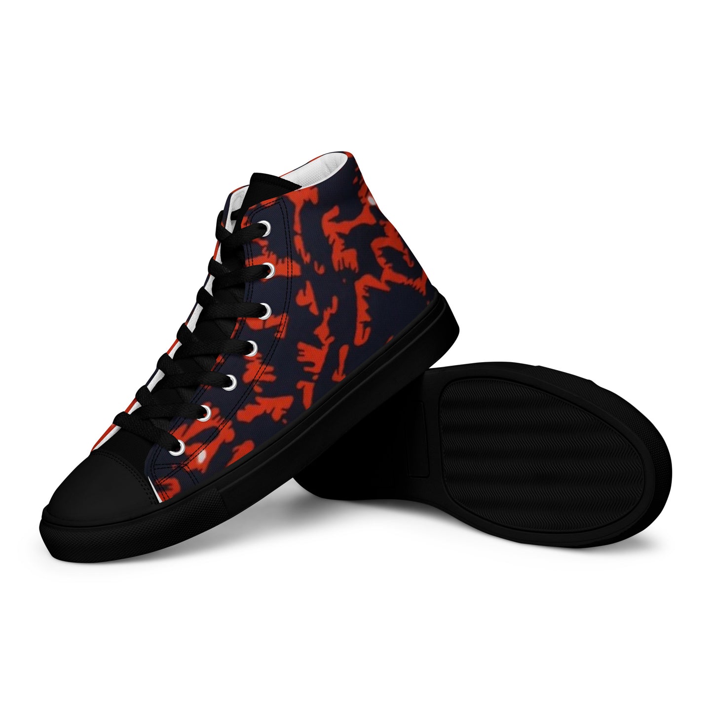 Orange Leopard Men’s high top canvas shoes