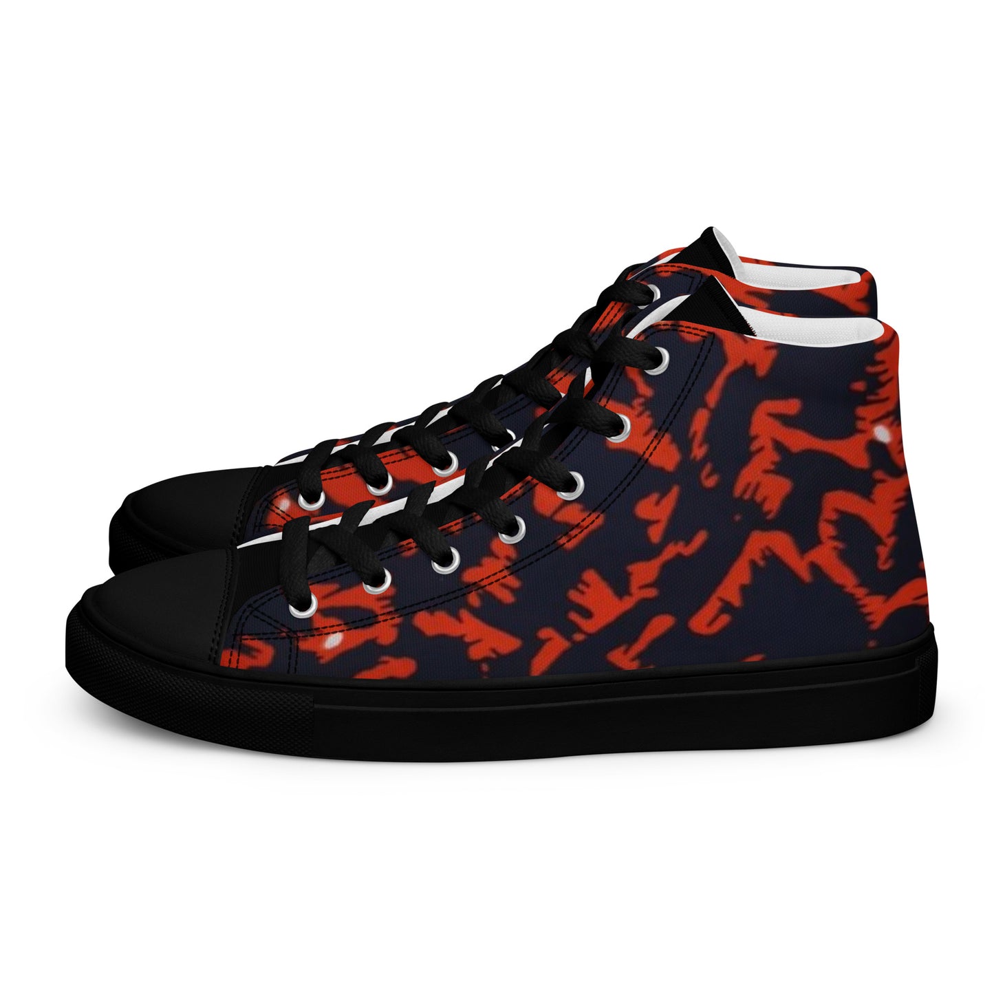 Orange Leopard Men’s high top canvas shoes