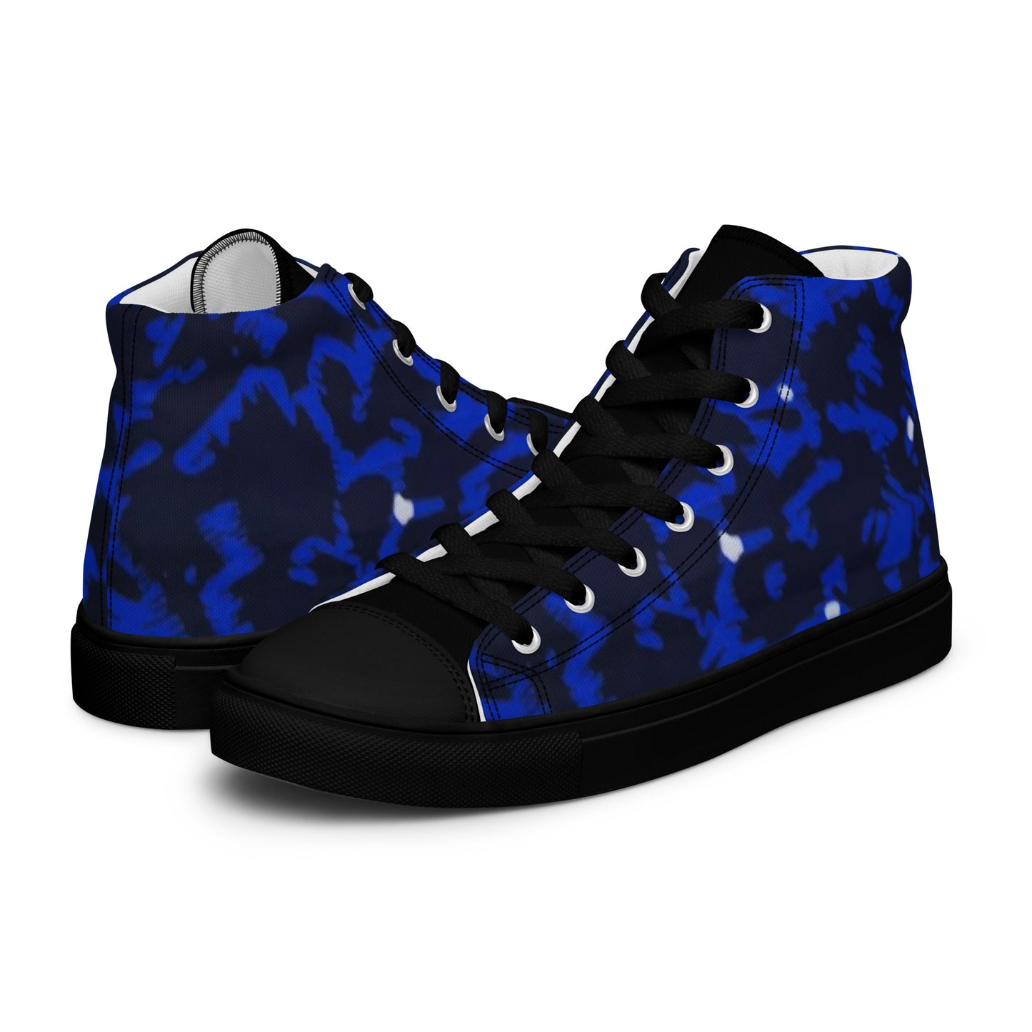 Blue Leopard Men’s high top canvas shoes