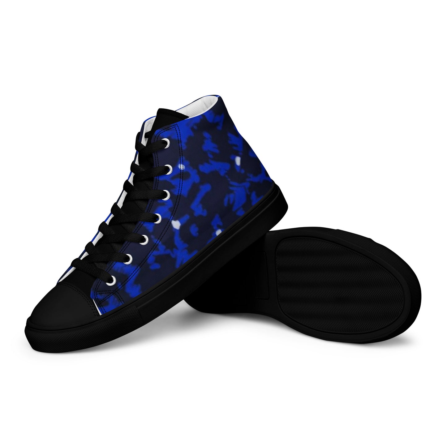 Blue Leopard Men’s high top canvas shoes