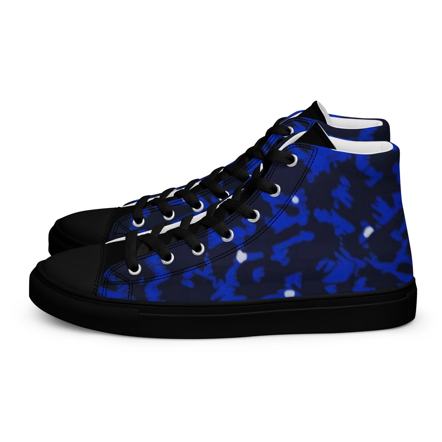 Blue Leopard Men’s high top canvas shoes