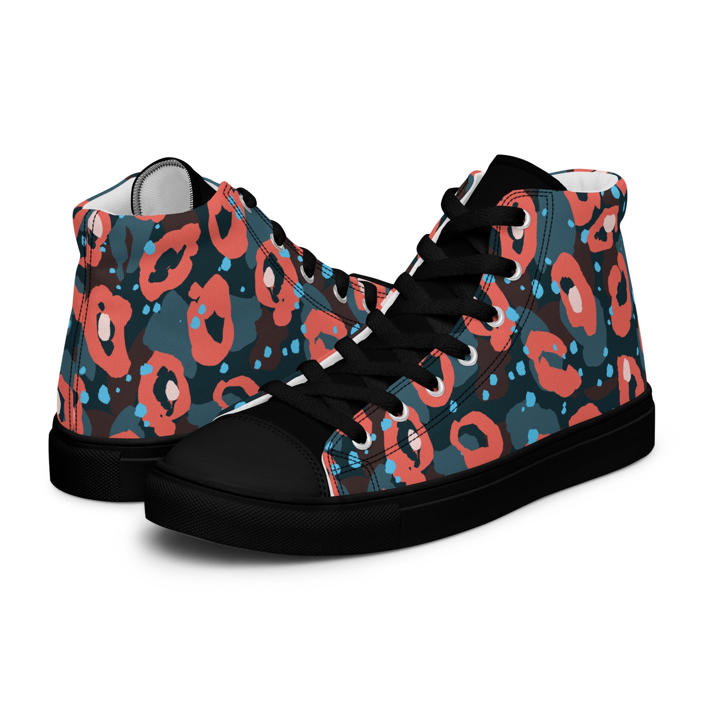 Speckled Leopard Men’s high top canvas shoes