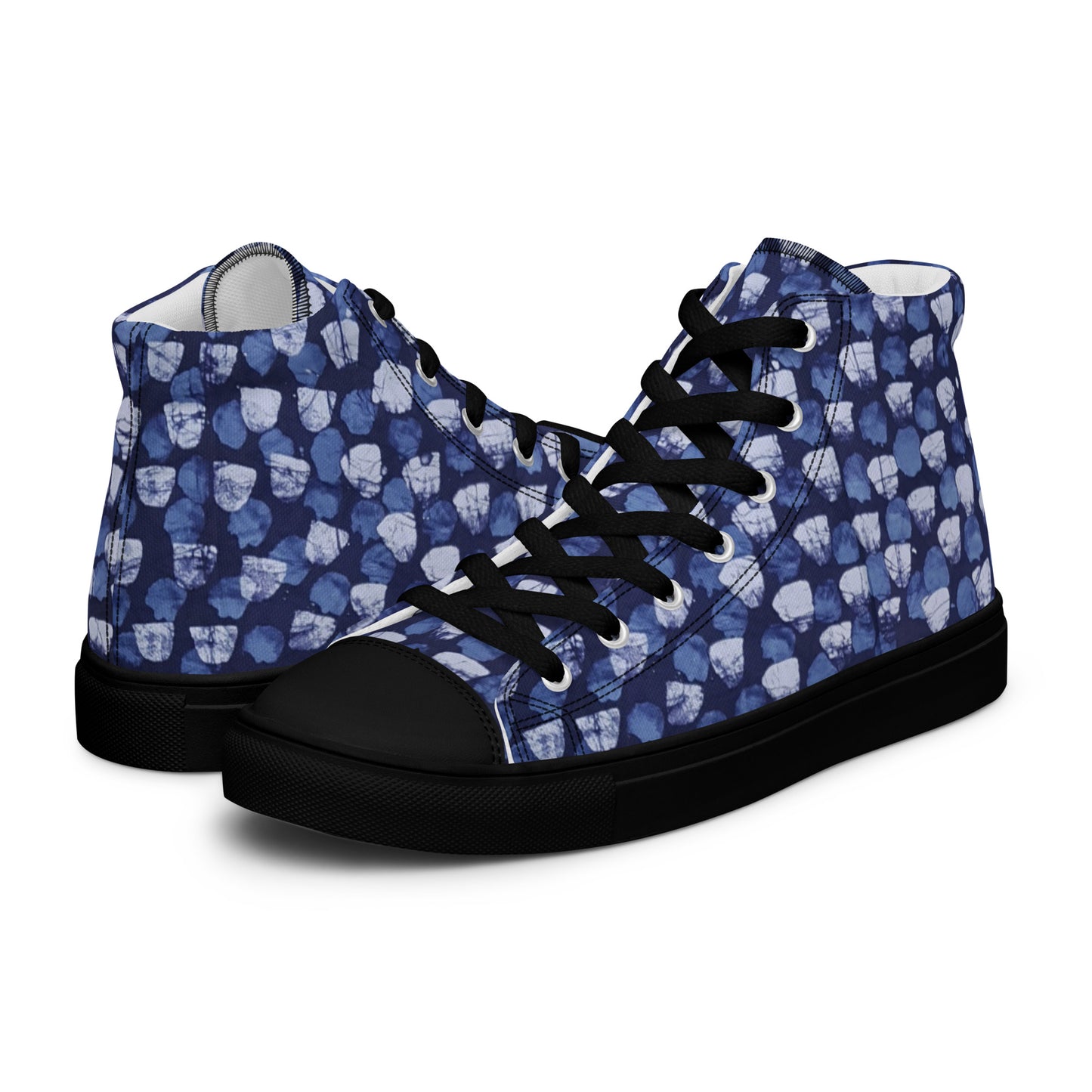 Blue Dotted Men’s high top canvas shoes