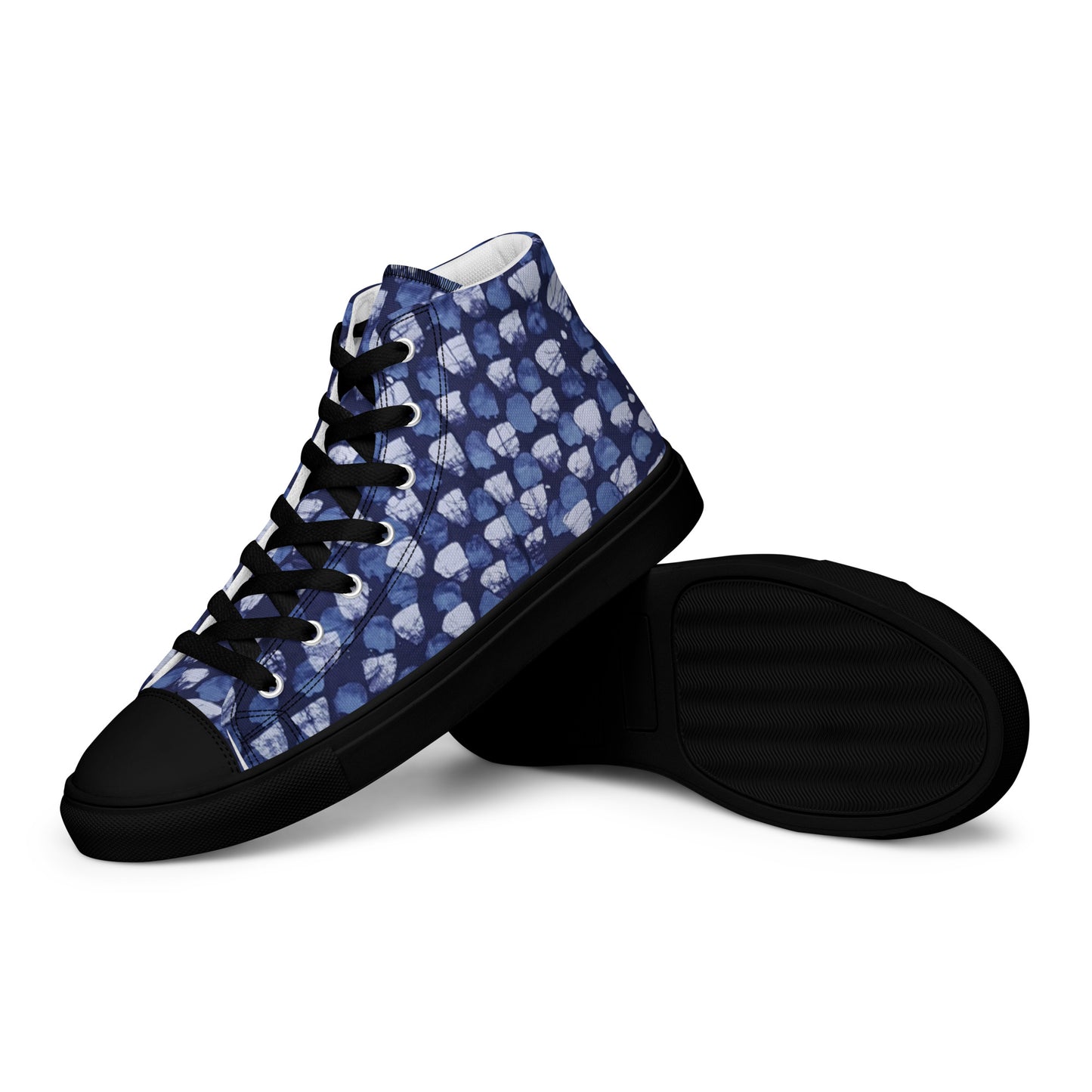 Blue Dotted Men’s high top canvas shoes