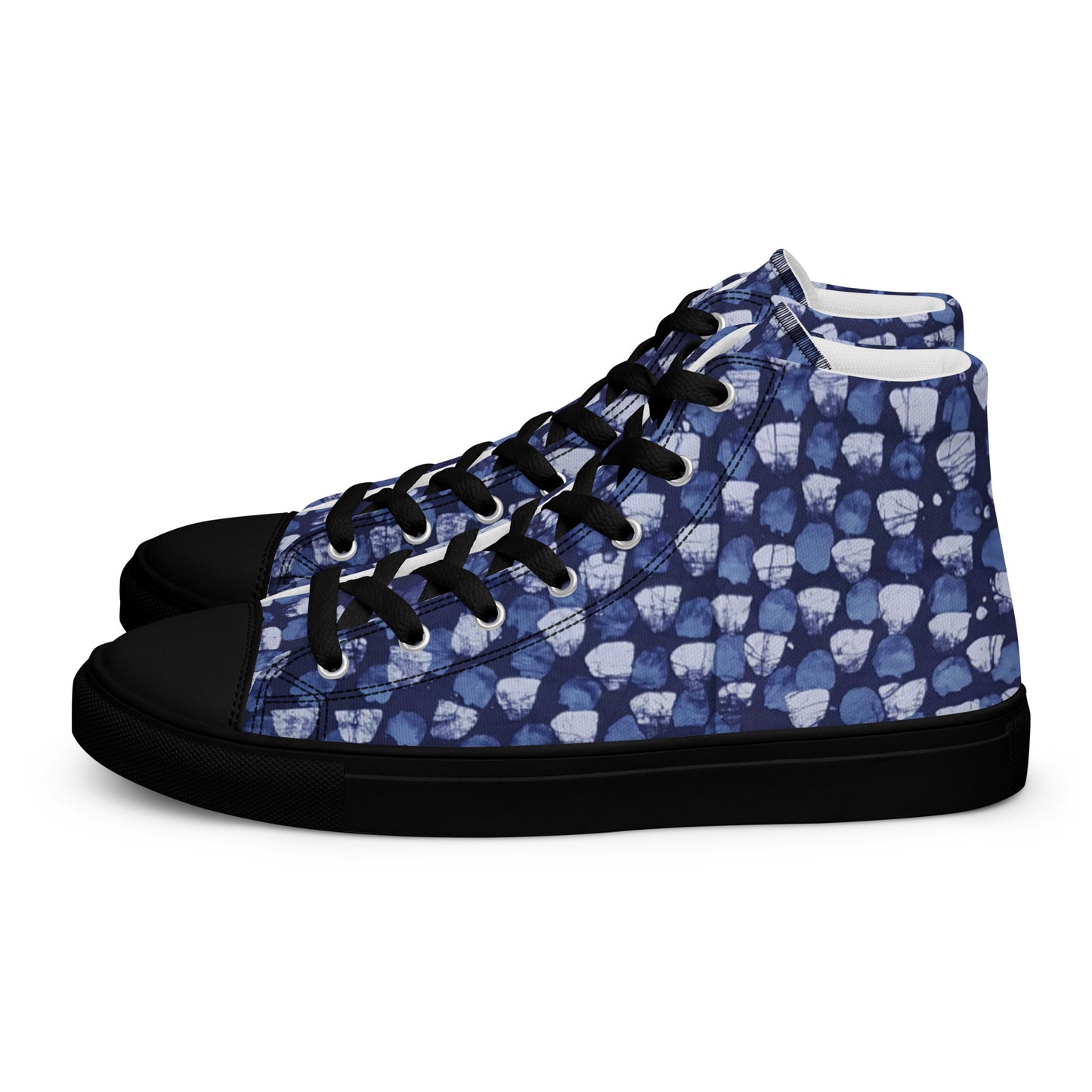 Blue Dotted Men’s high top canvas shoes