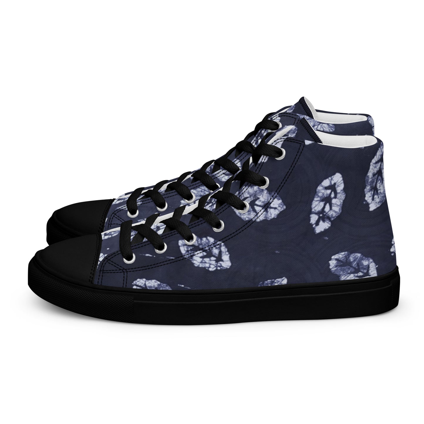 Indigo Leaf Men’s high top canvas shoes