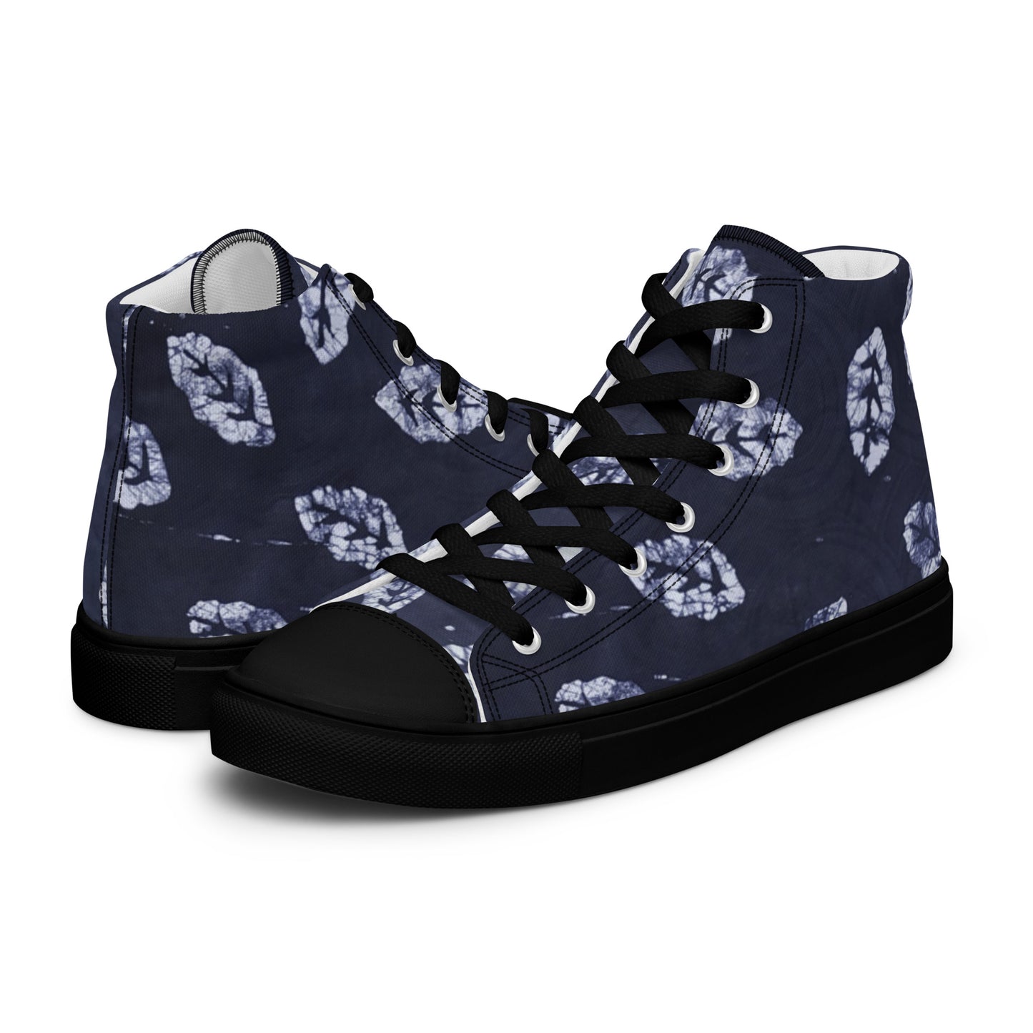 Indigo Leaf Men’s high top canvas shoes