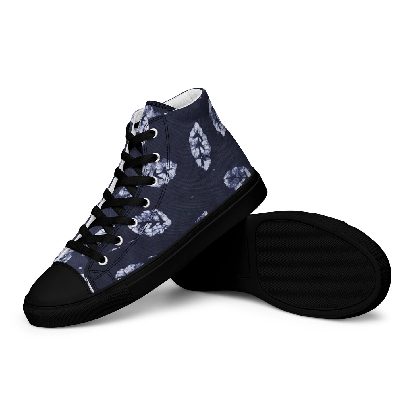 Indigo Leaf Men’s high top canvas shoes