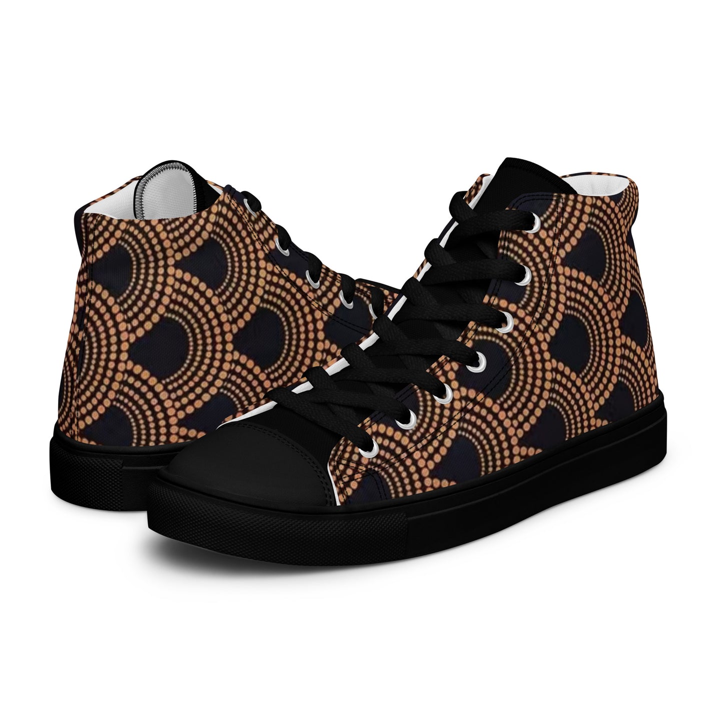 Brown Abstract Men’s high top canvas shoes