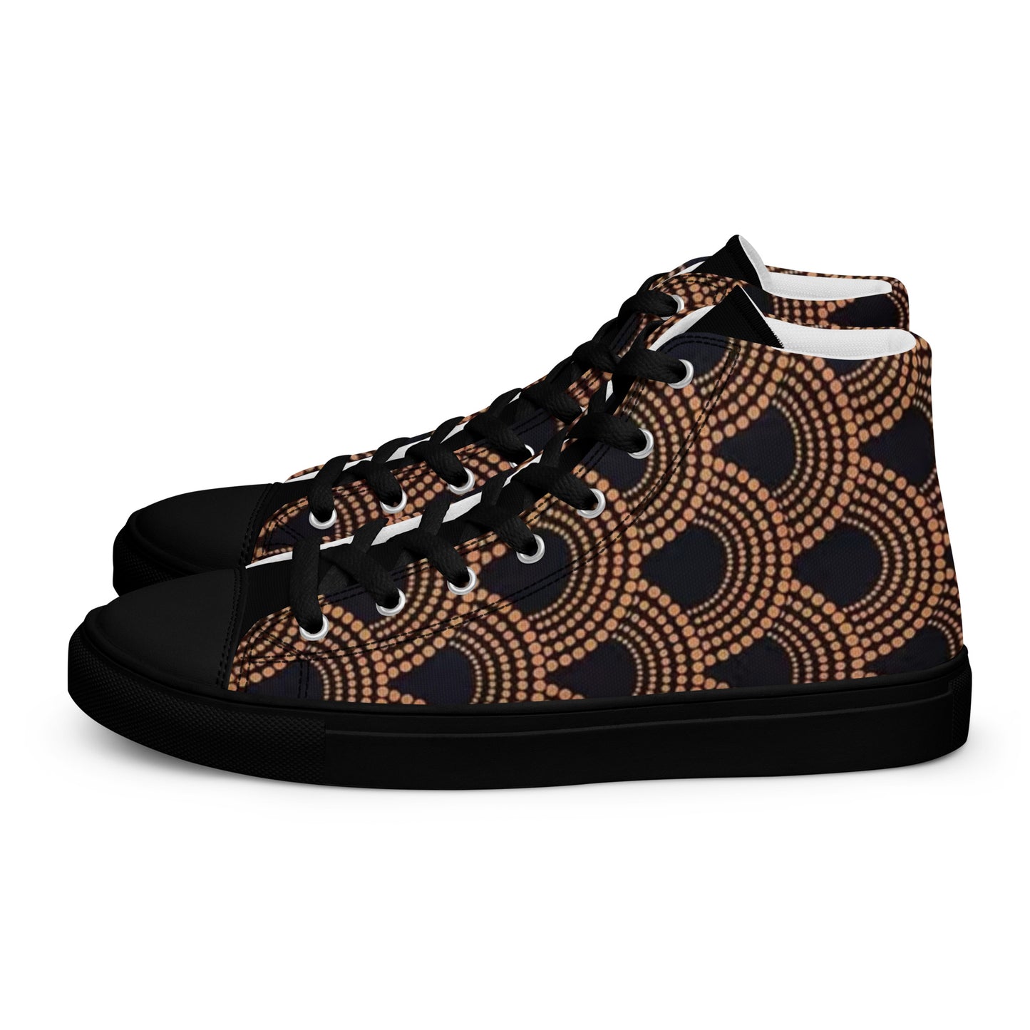 Brown Abstract Men’s high top canvas shoes