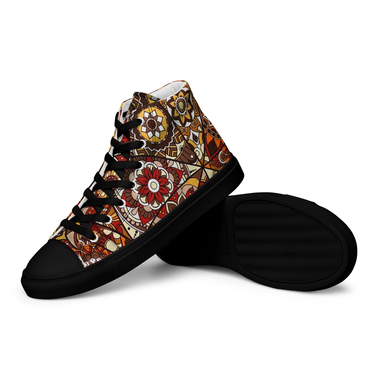 Multicolour Brown Men’s high top canvas shoes