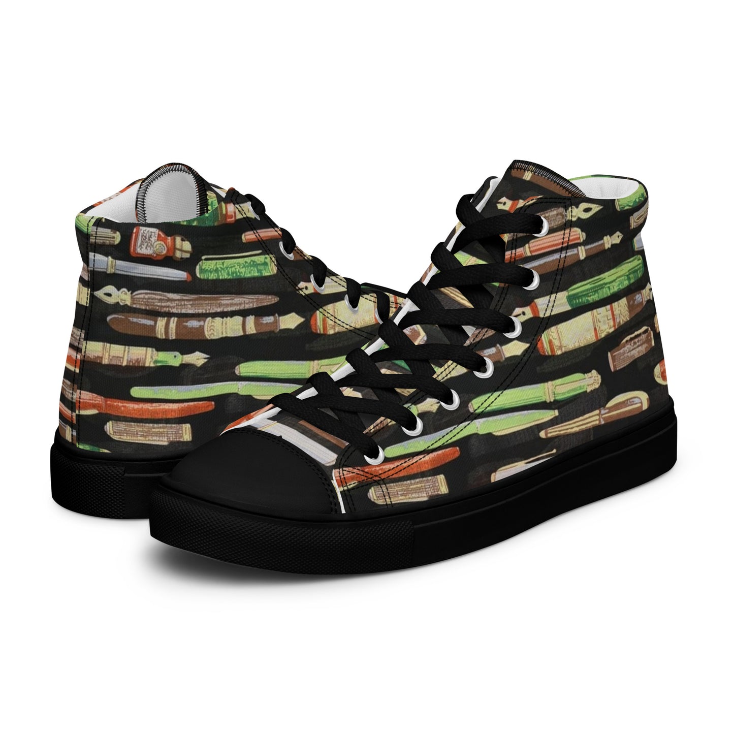 Green Pen Men’s high top canvas shoes