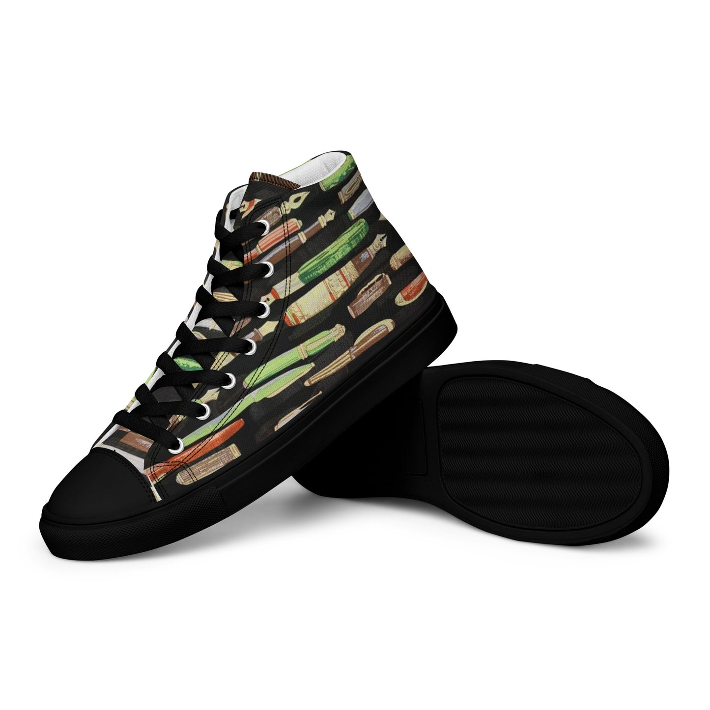 Green Pen Men’s high top canvas shoes