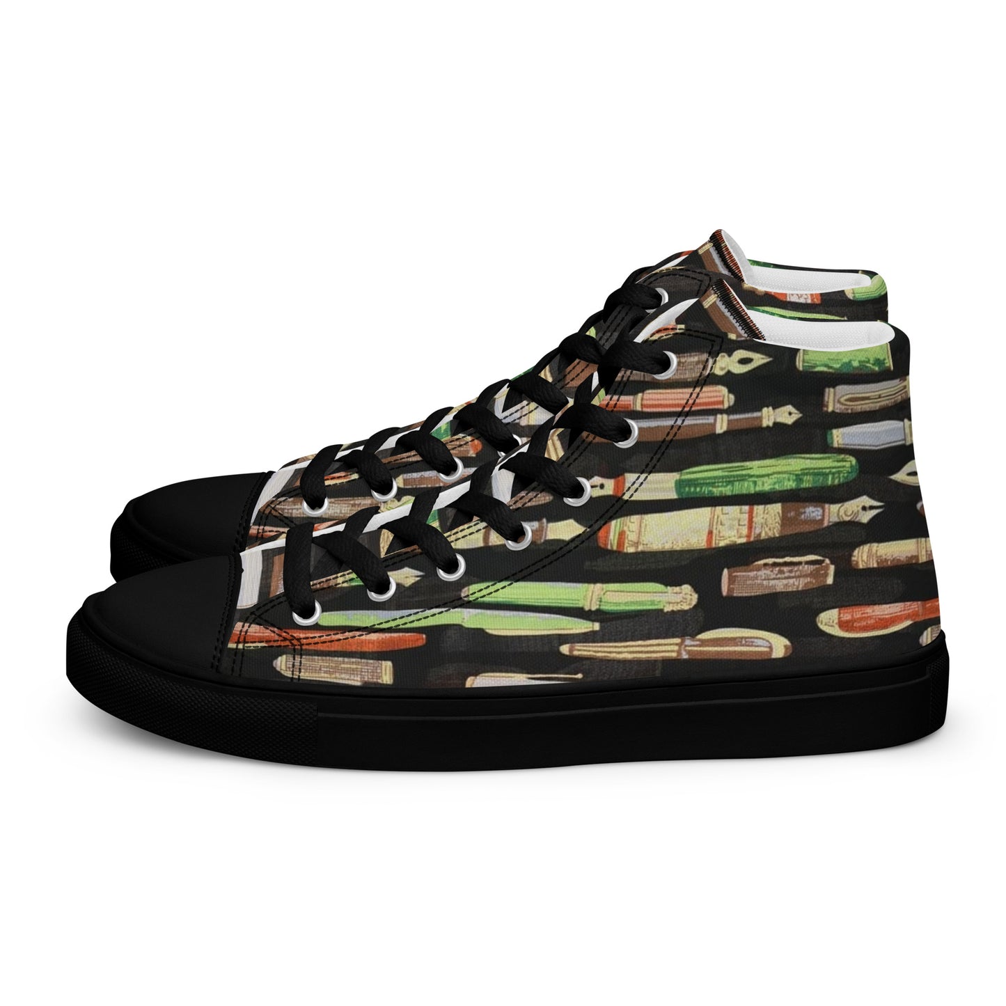 Green Pen Men’s high top canvas shoes