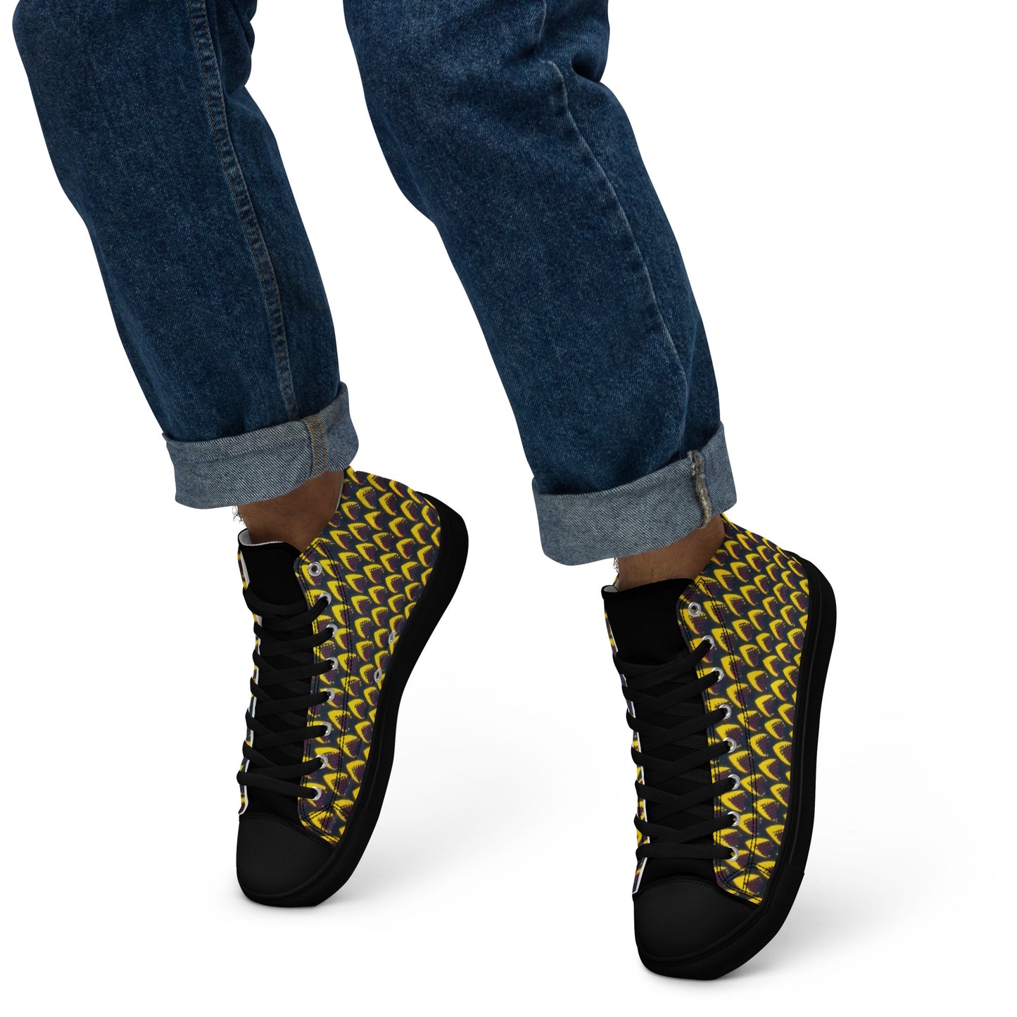 Yellow Flame Men’s high top canvas shoes