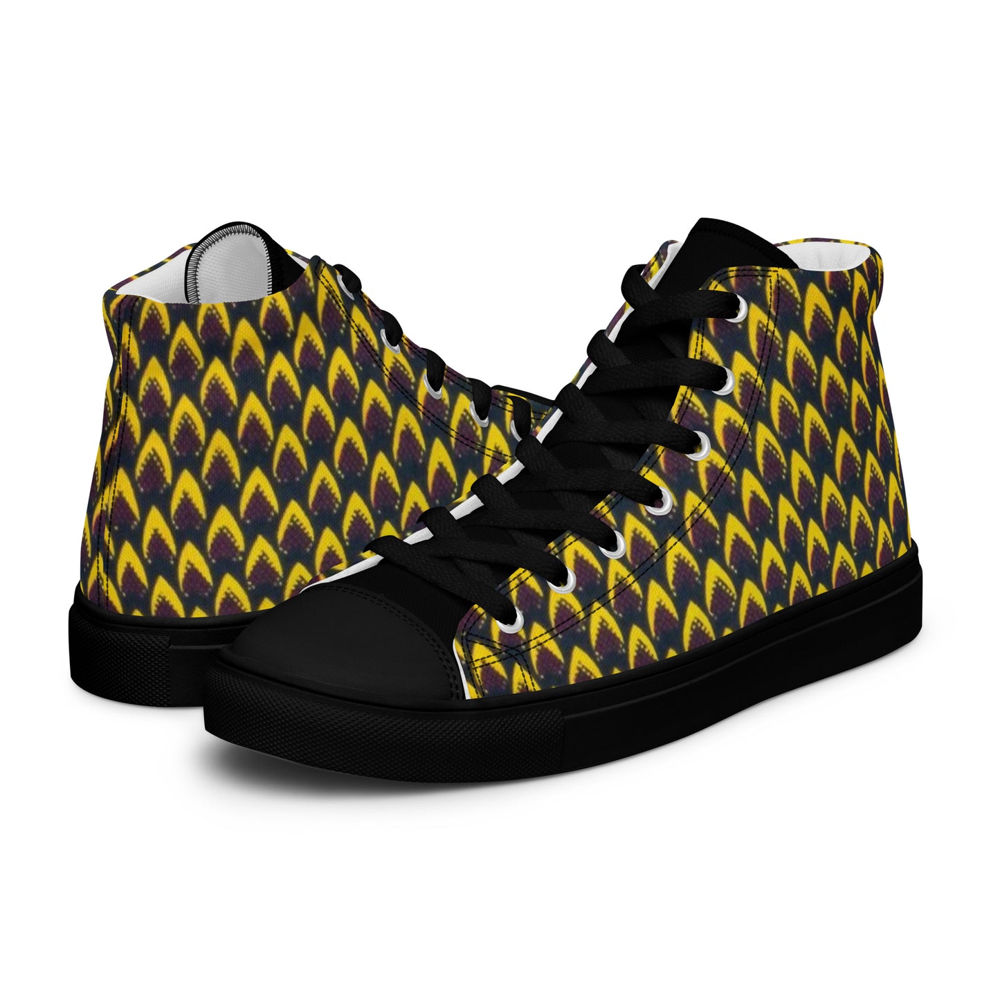 Yellow Flame Men’s high top canvas shoes