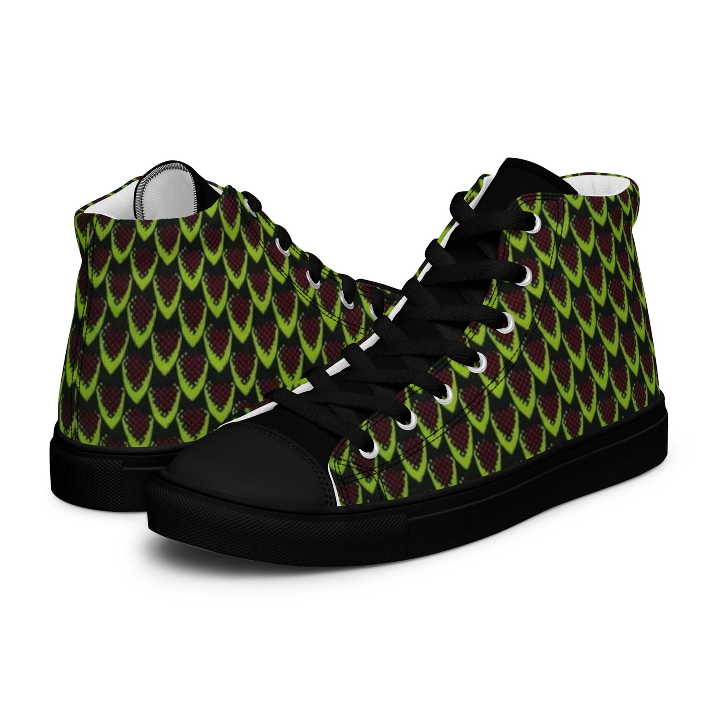 Green Flame Men’s high top canvas shoes