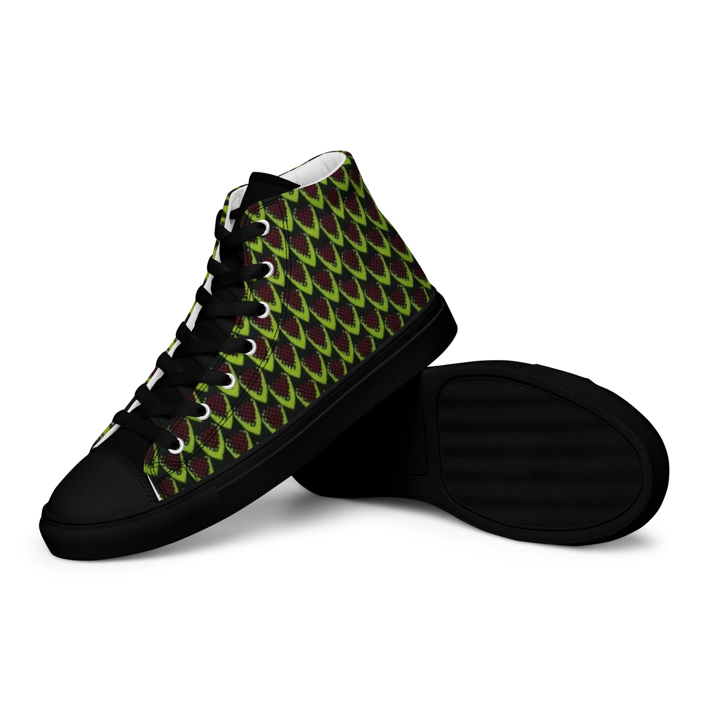 Green Flame Men’s high top canvas shoes