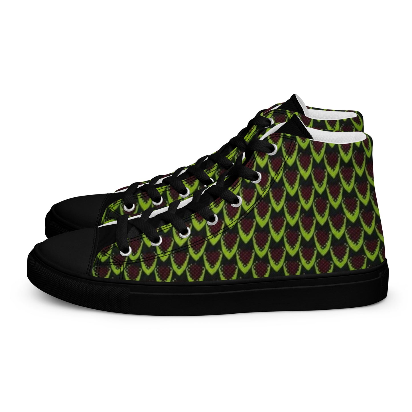 Green Flame Men’s high top canvas shoes