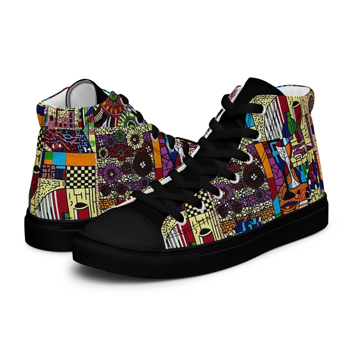 Colourful Artsy Men’s high top canvas shoes