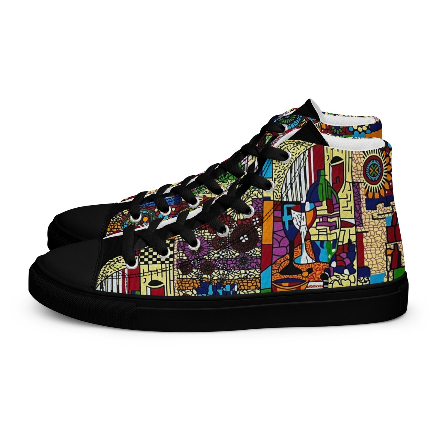 Colourful Artsy Men’s high top canvas shoes