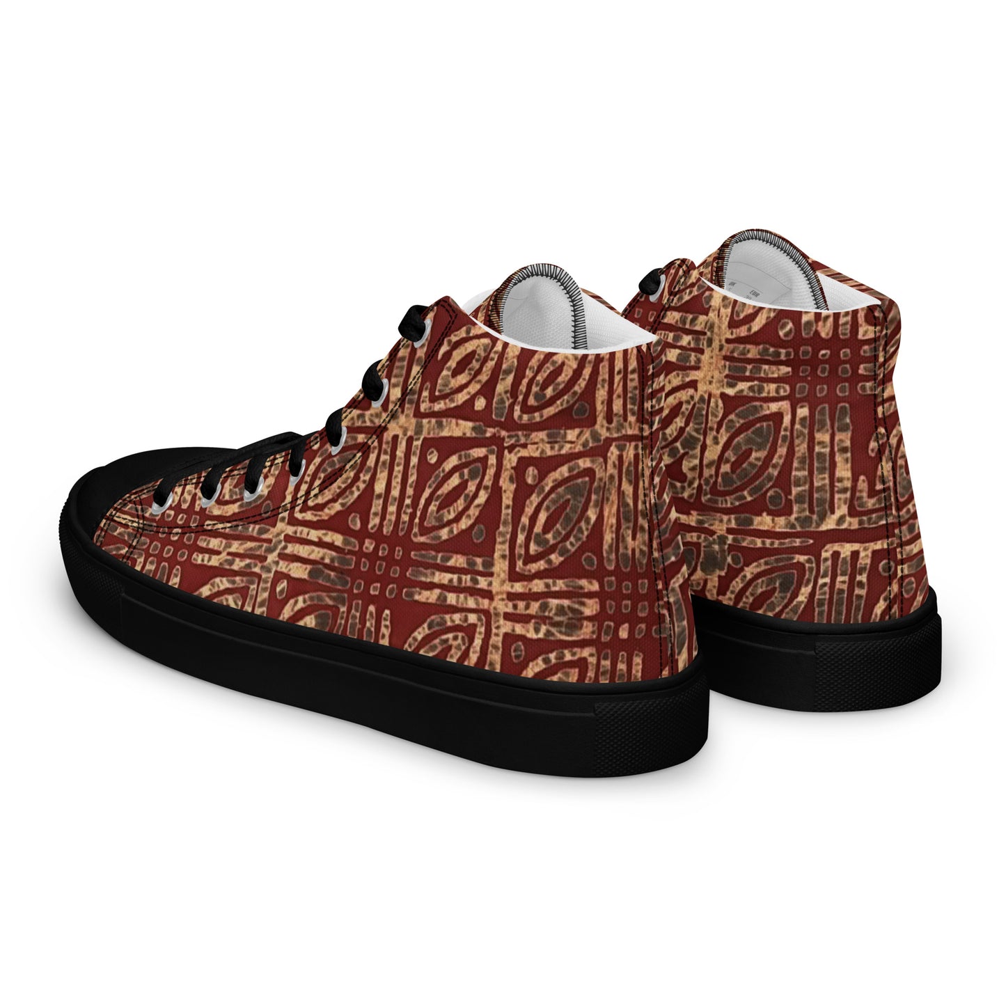 Copper And Gold Adire Men’s High Top Canvas Shoes