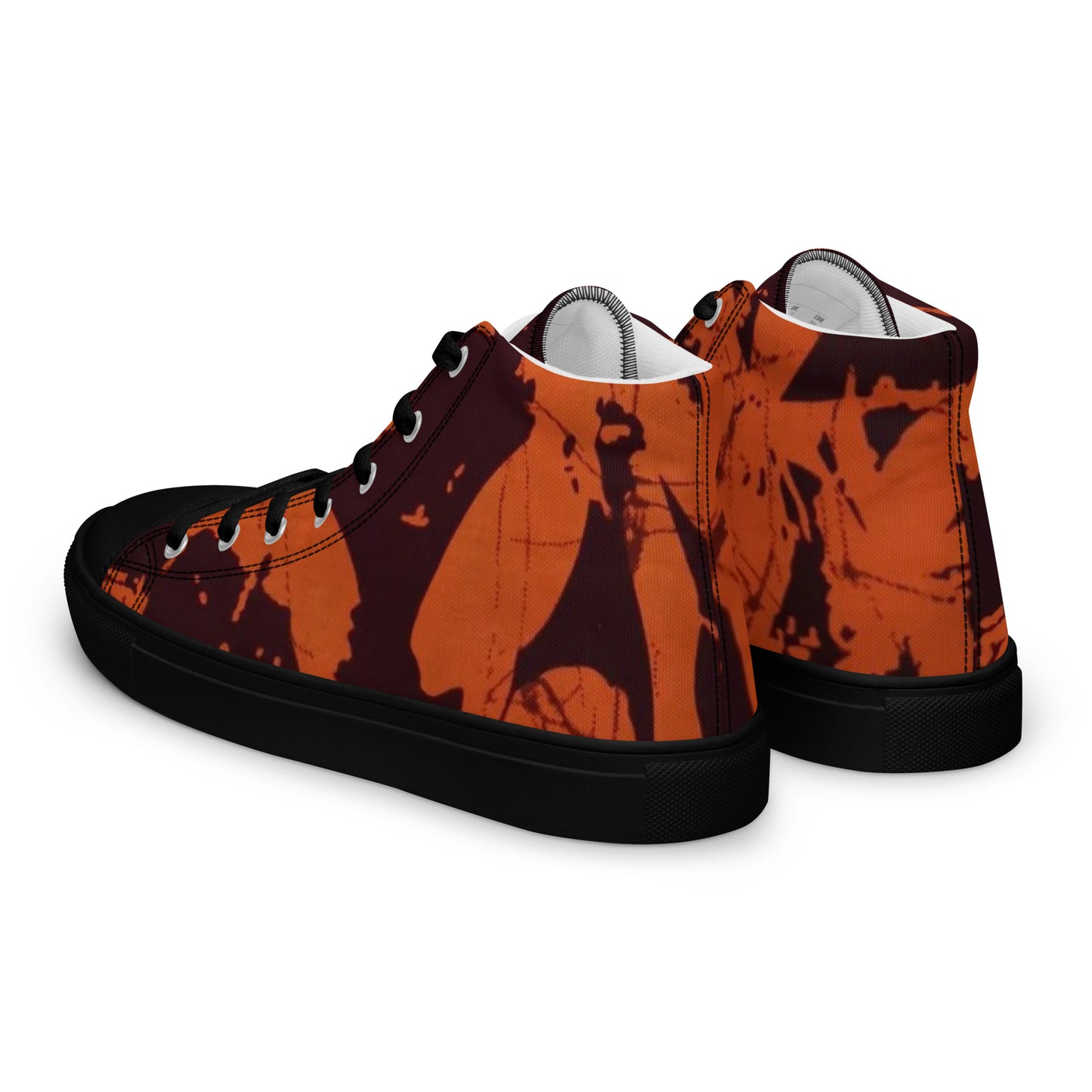 Orange Adire Men’s high top canvas shoes