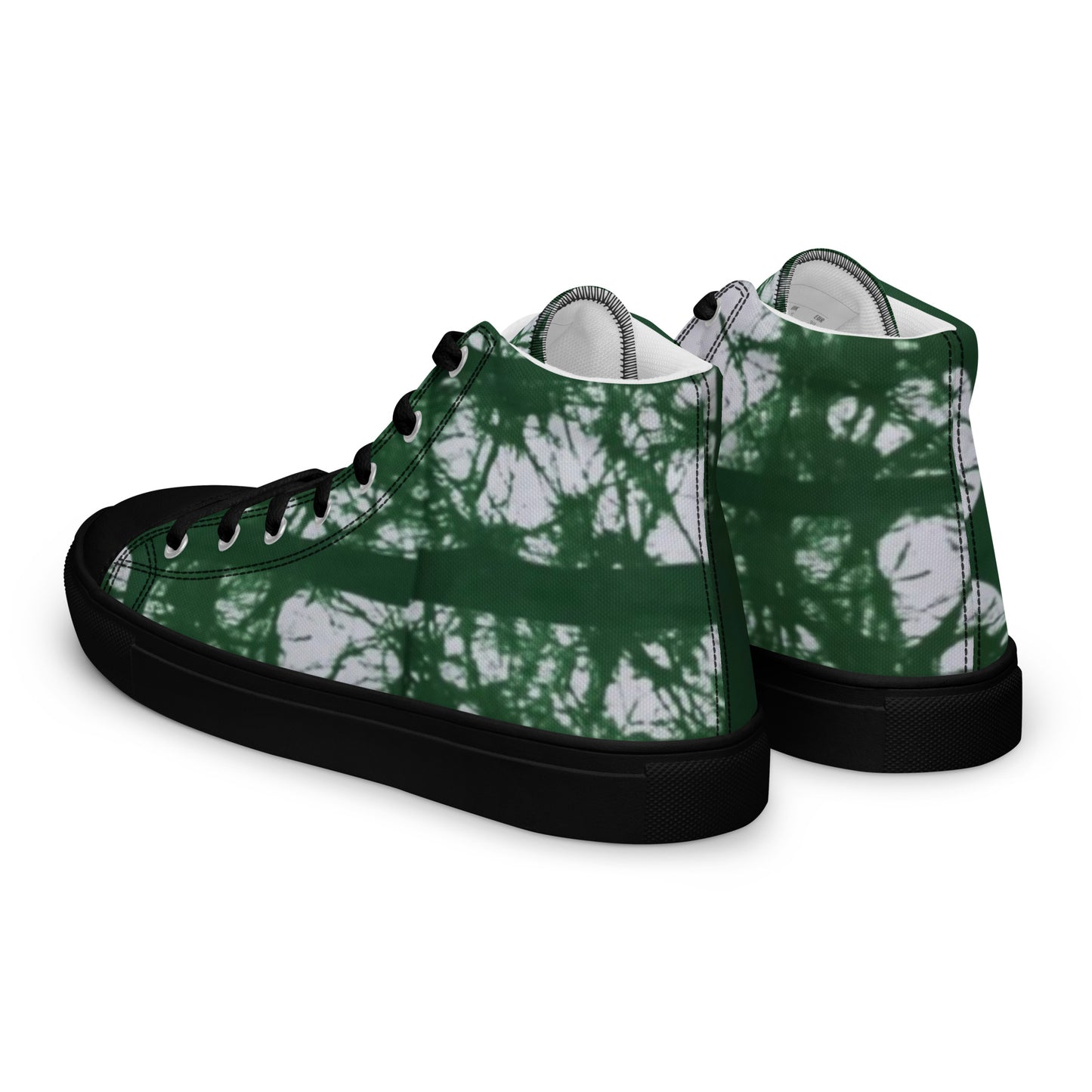 Green Adire Ankara Men’s high top canvas shoes