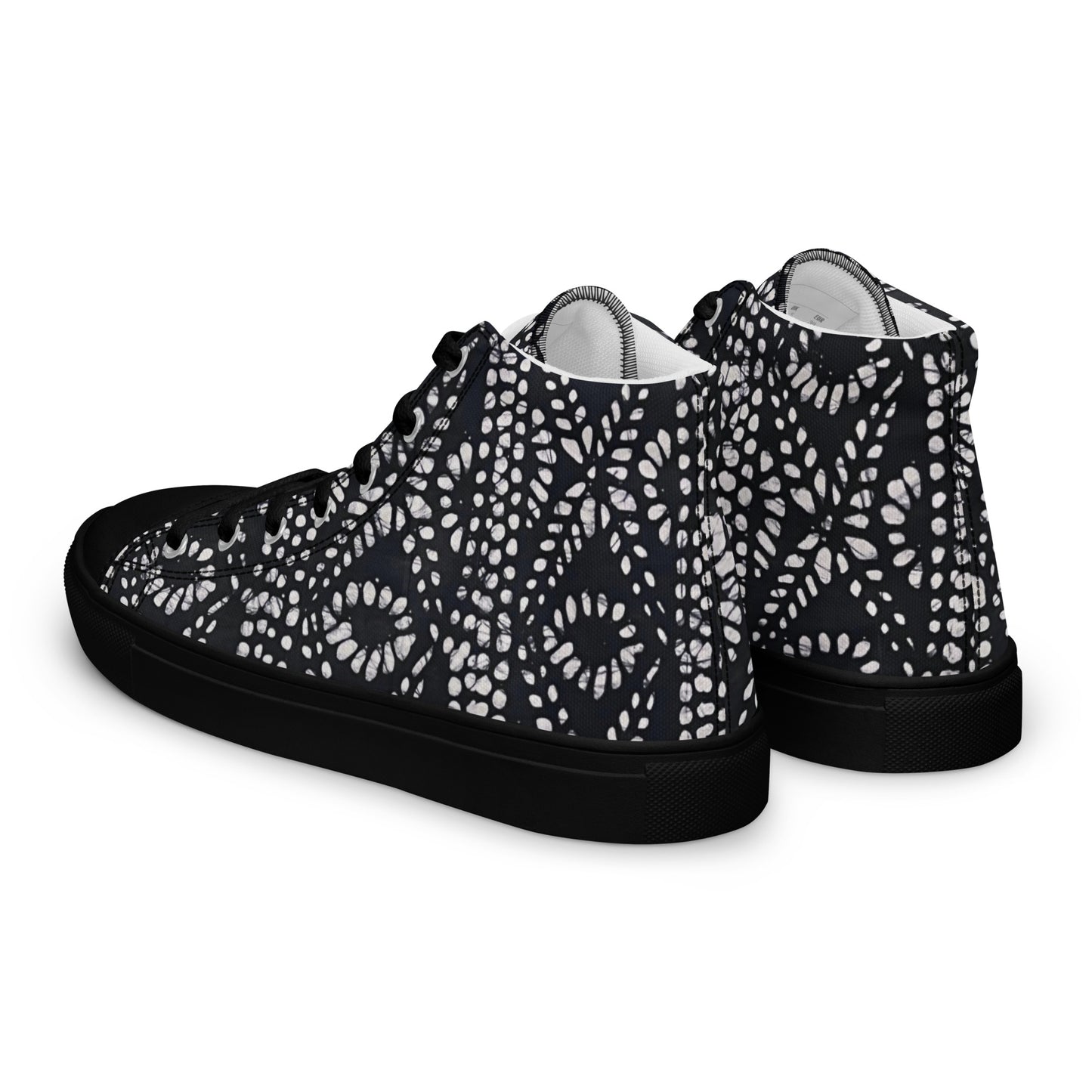 Black & White Abstract Aztec Adire Men’s high top canvas shoes