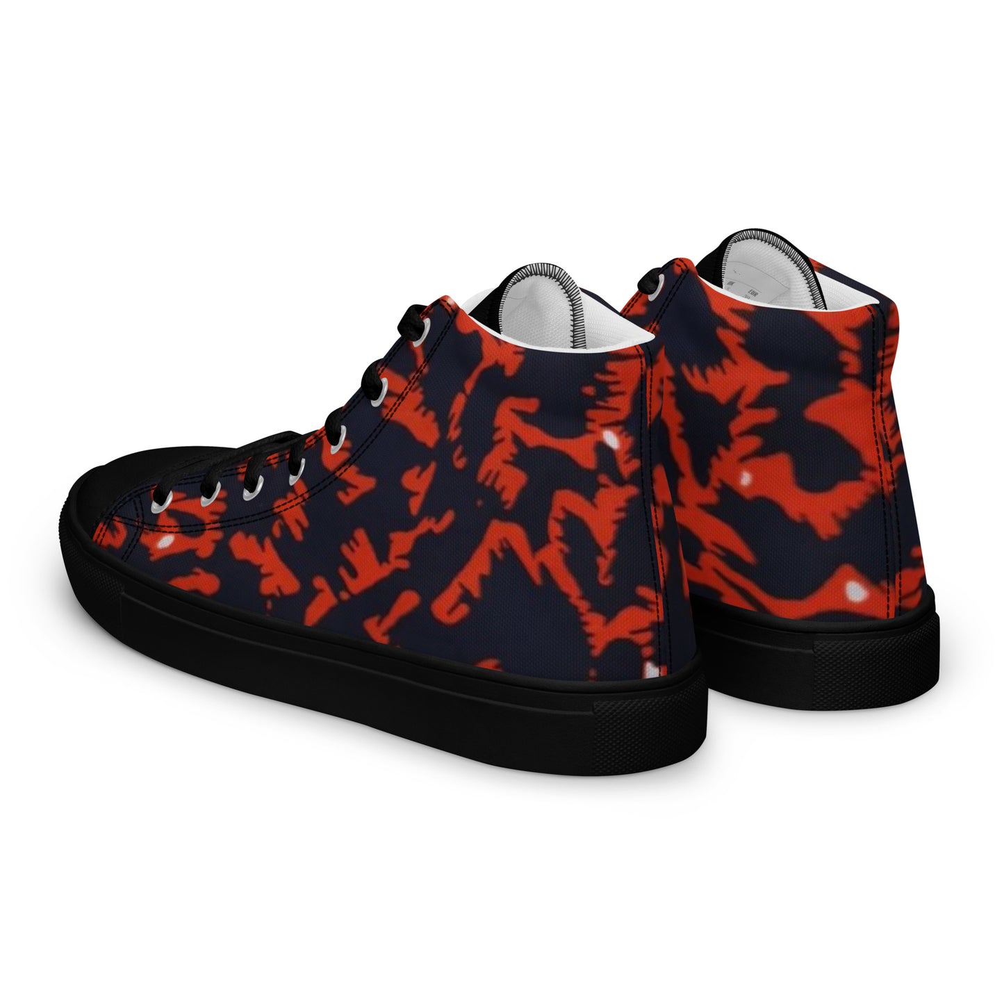 Orange Leopard Men’s high top canvas shoes