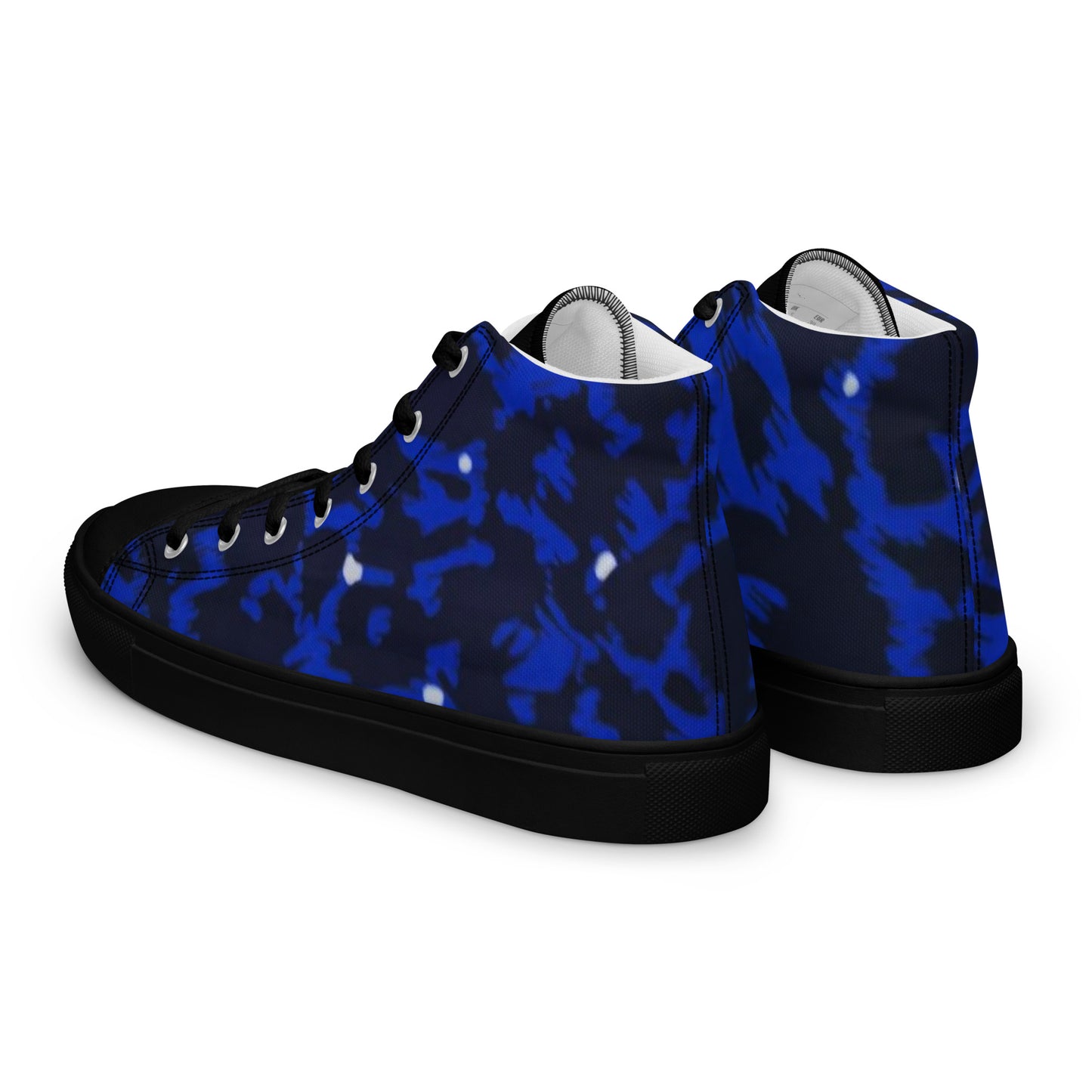 Blue Leopard Men’s high top canvas shoes