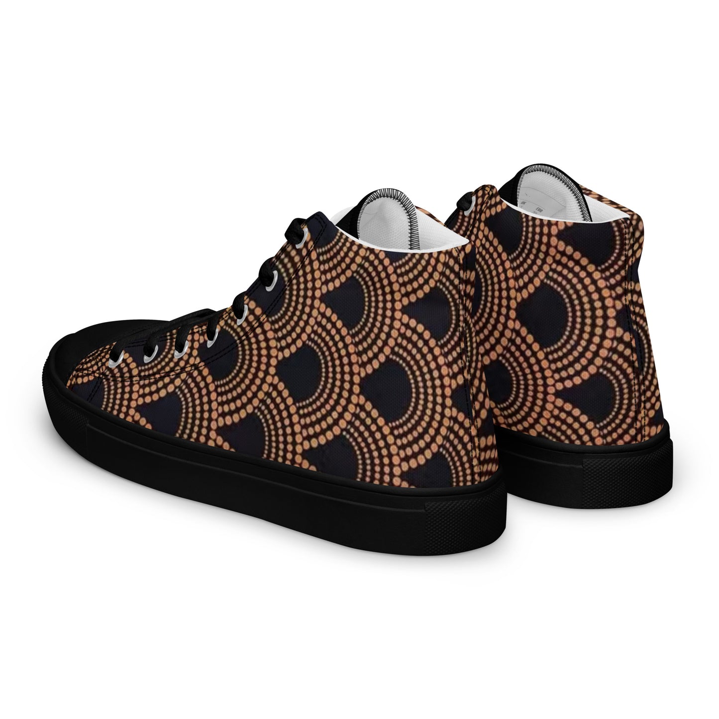 Brown Abstract Men’s high top canvas shoes