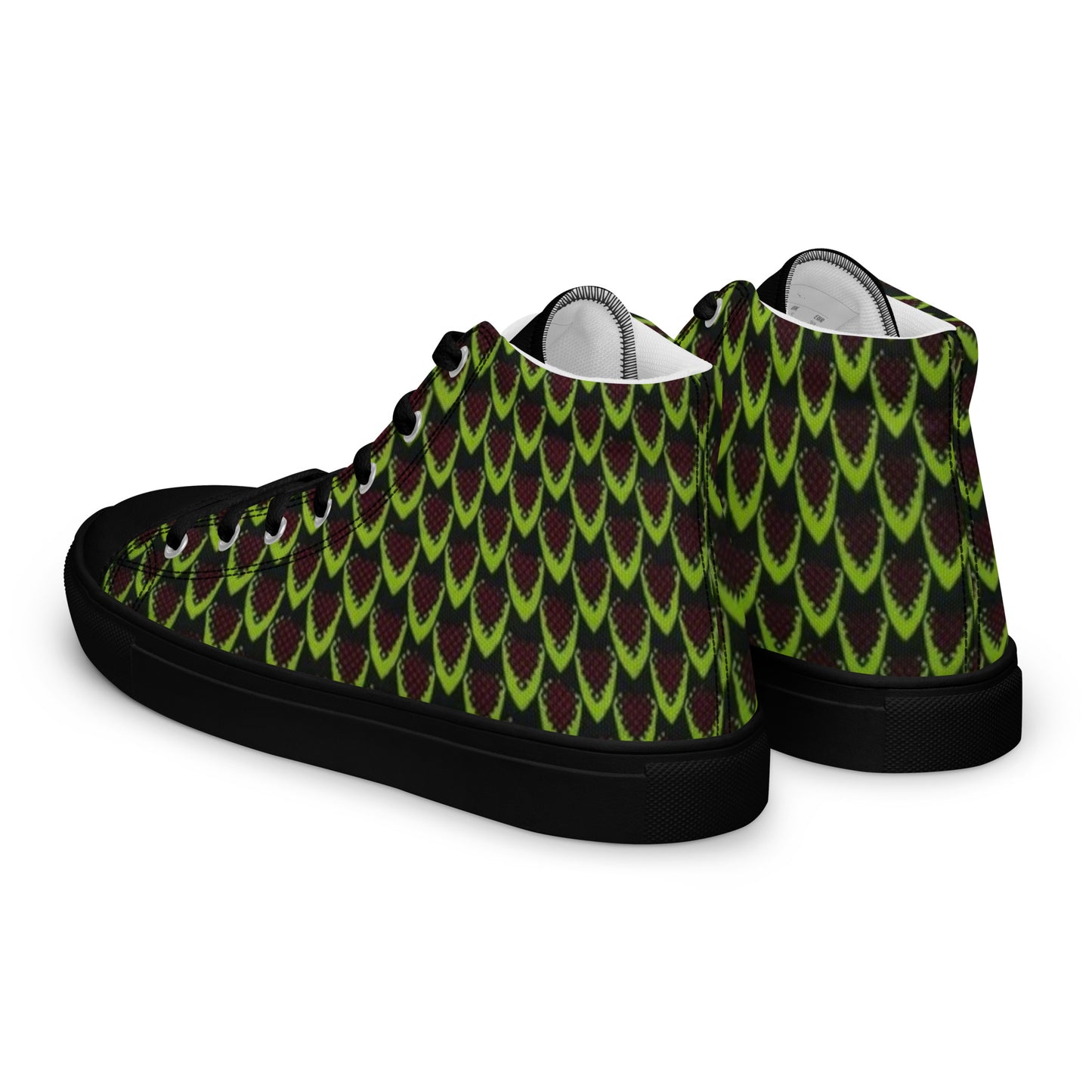 Green Flame Men’s high top canvas shoes