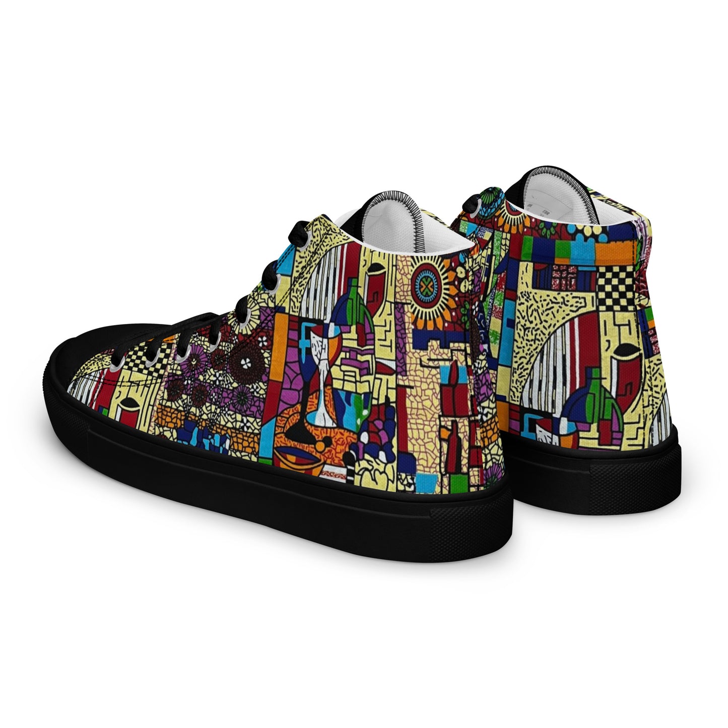 Colourful Artsy Men’s high top canvas shoes