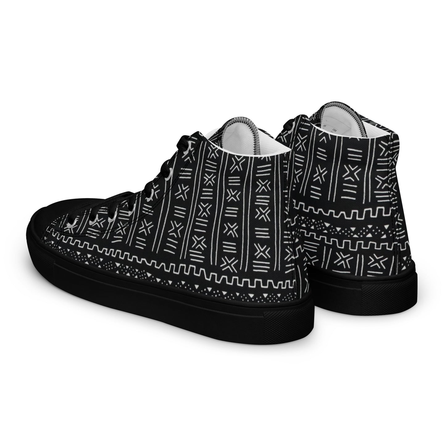 Black White Bogolan Men’s high top canvas shoes