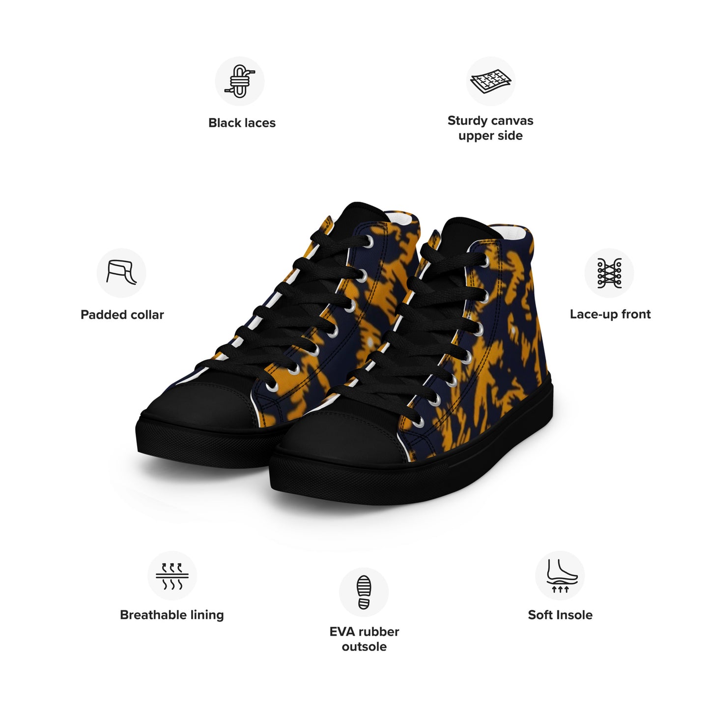 Yellow Leopard Ankara Men’s high top canvas shoes