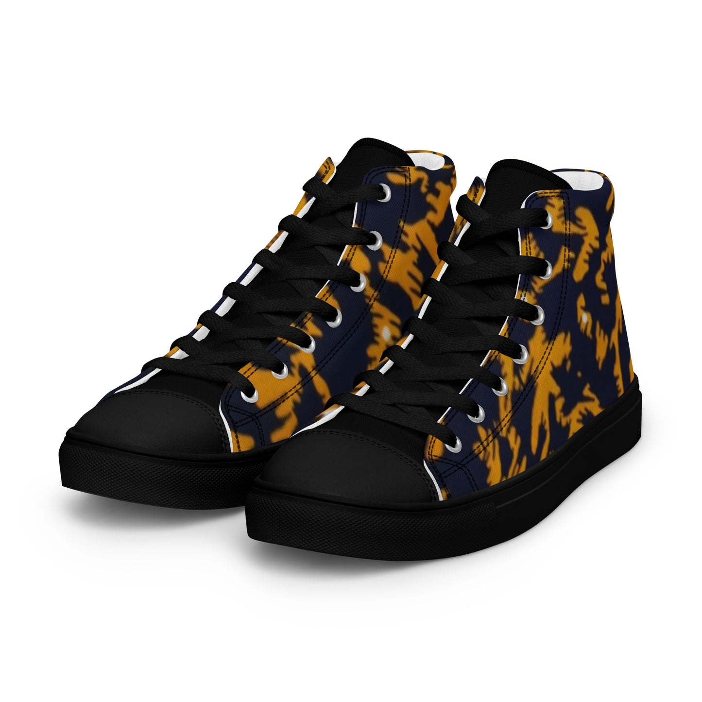 Yellow Leopard Ankara Men’s high top canvas shoes