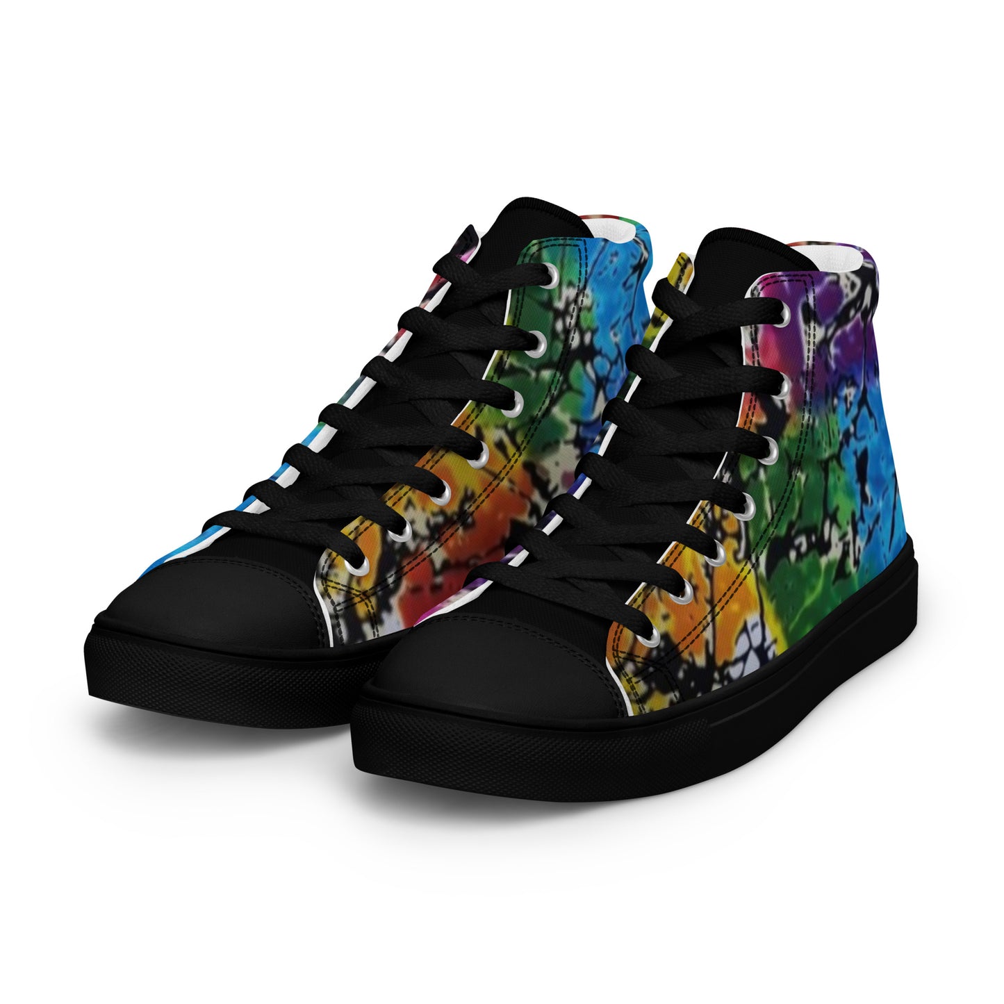 Multicolour Adire Ankara Men’s high top canvas shoes