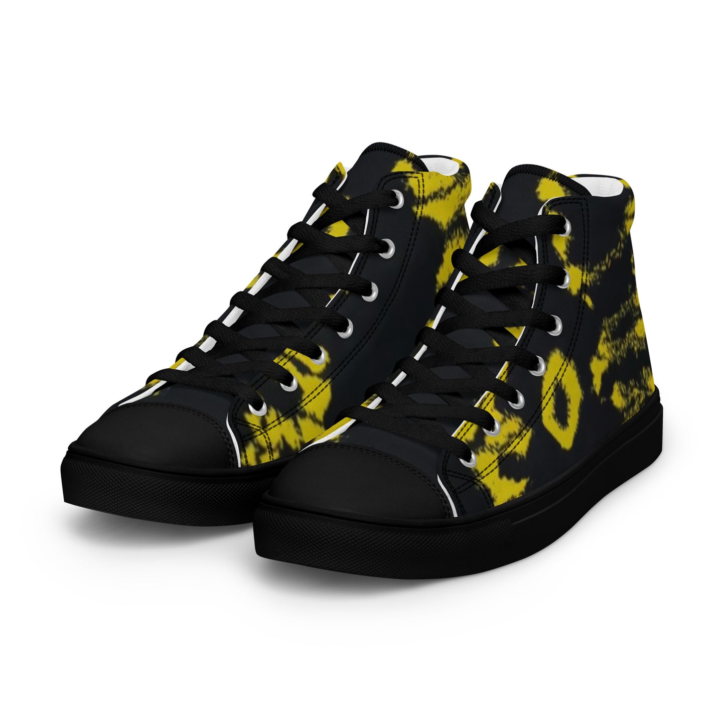 Yellow Adire Ankara Men’s high top canvas shoes