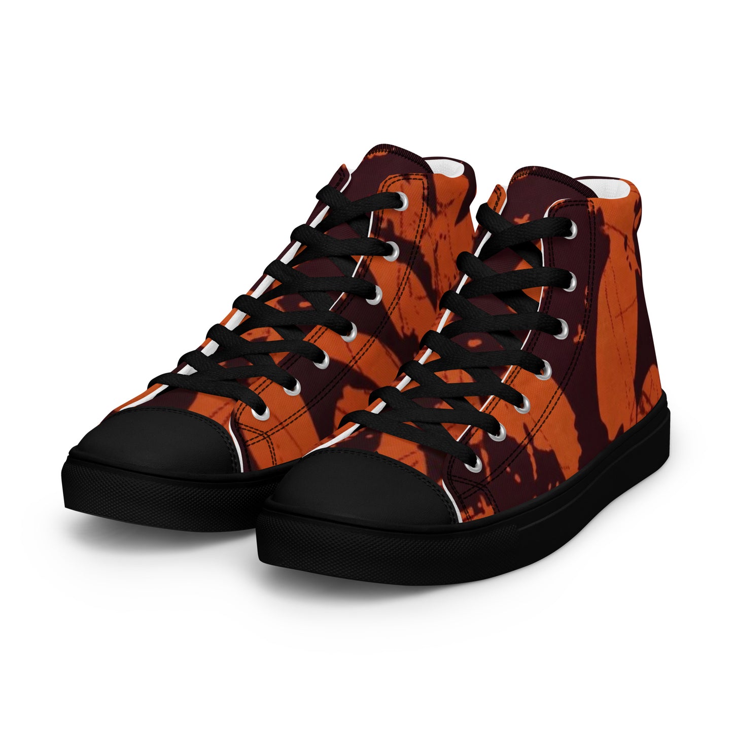 Orange Adire Men’s high top canvas shoes