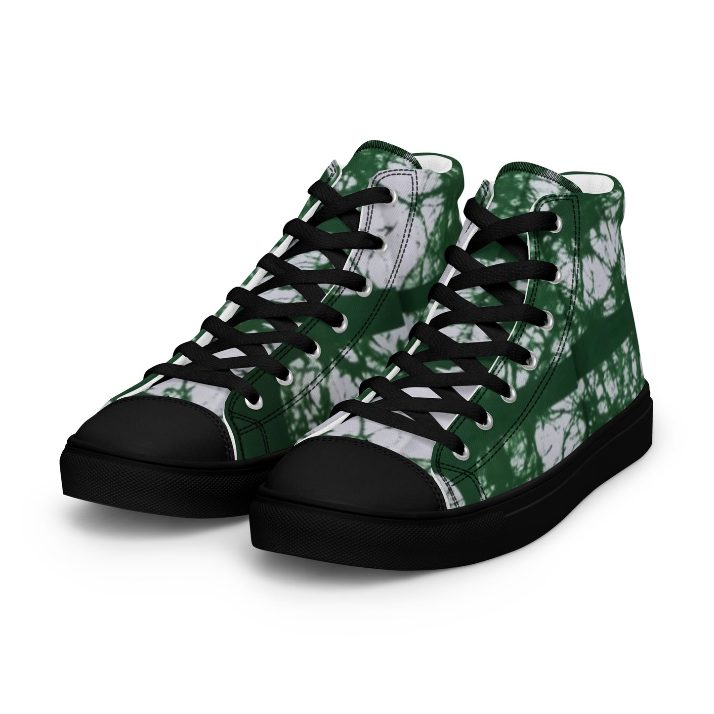 Green Adire Ankara Men’s high top canvas shoes