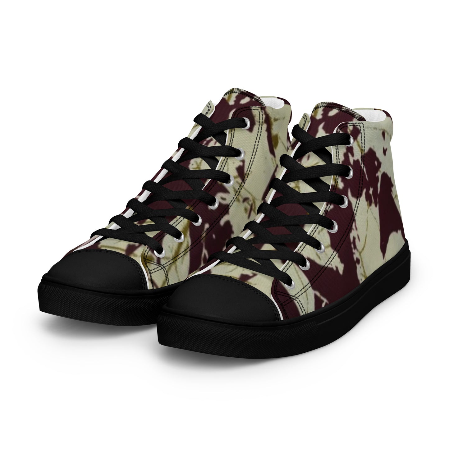 Brown Adire Men’s high top canvas shoes