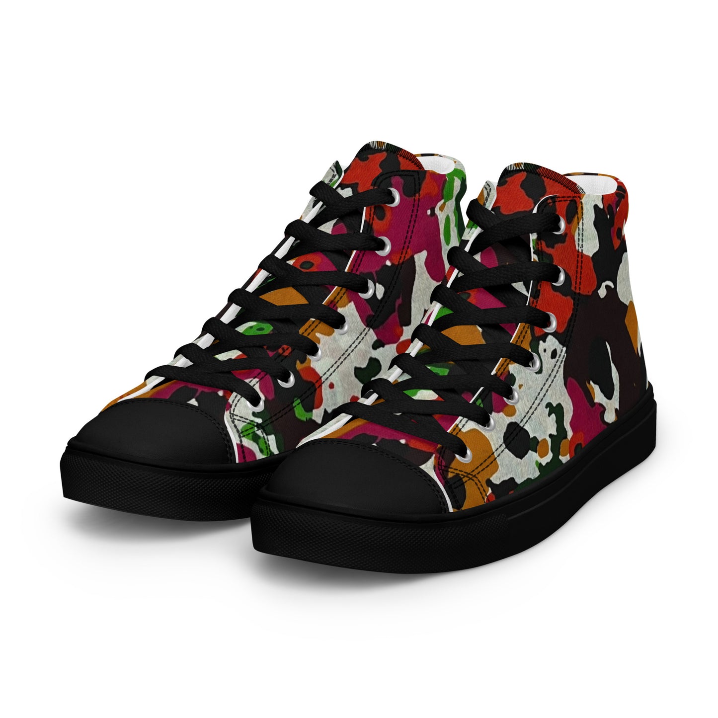 Multicolour Paint Ankara Men’s High Top Canvas Shoes