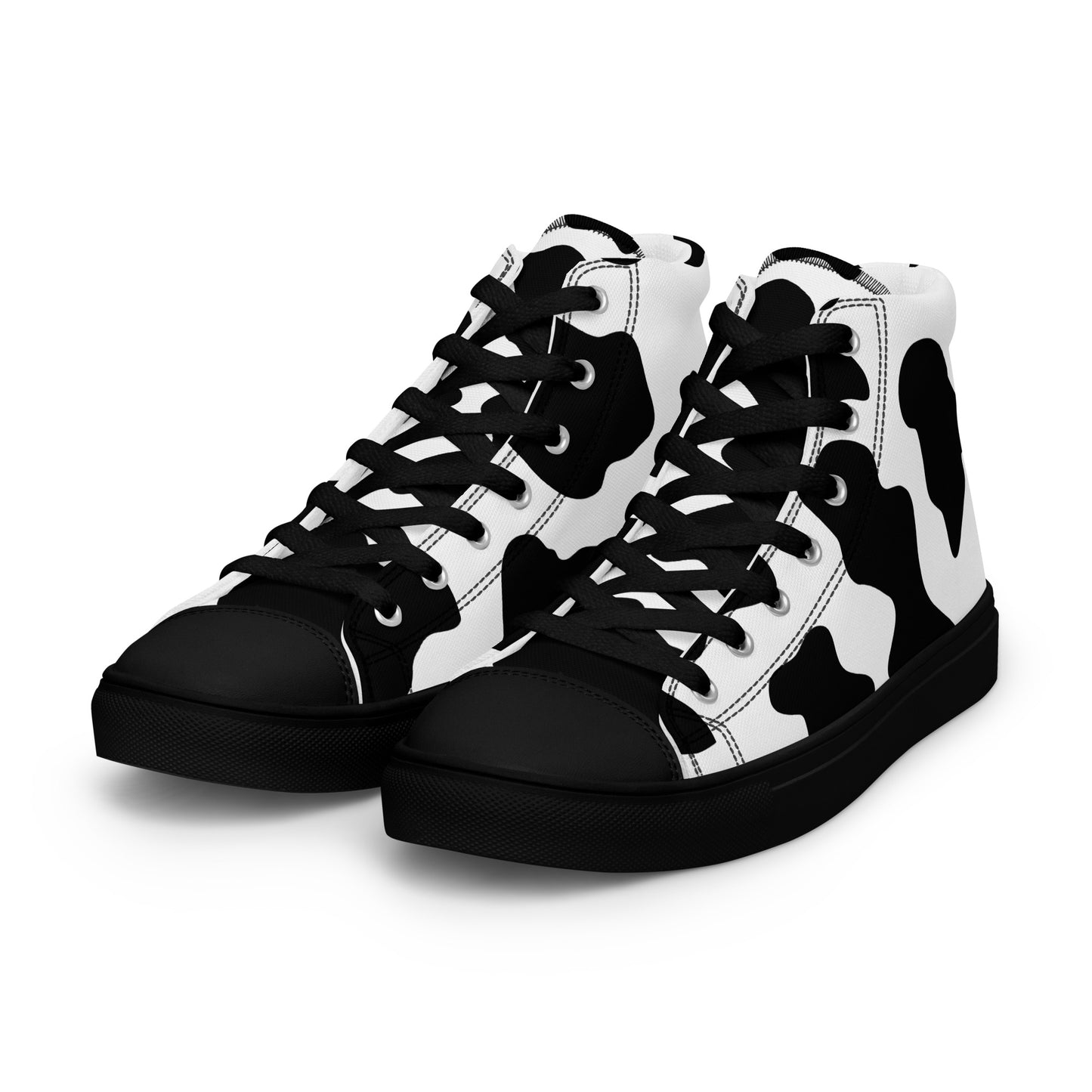 Cow Print Men’s high top canvas shoes