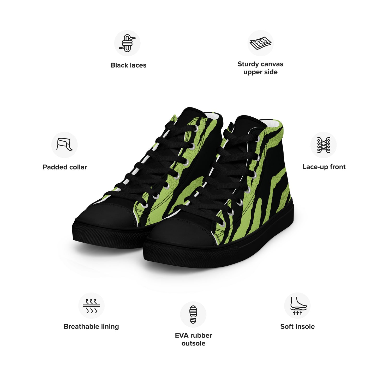 Green Tiger Men’s high top canvas shoes