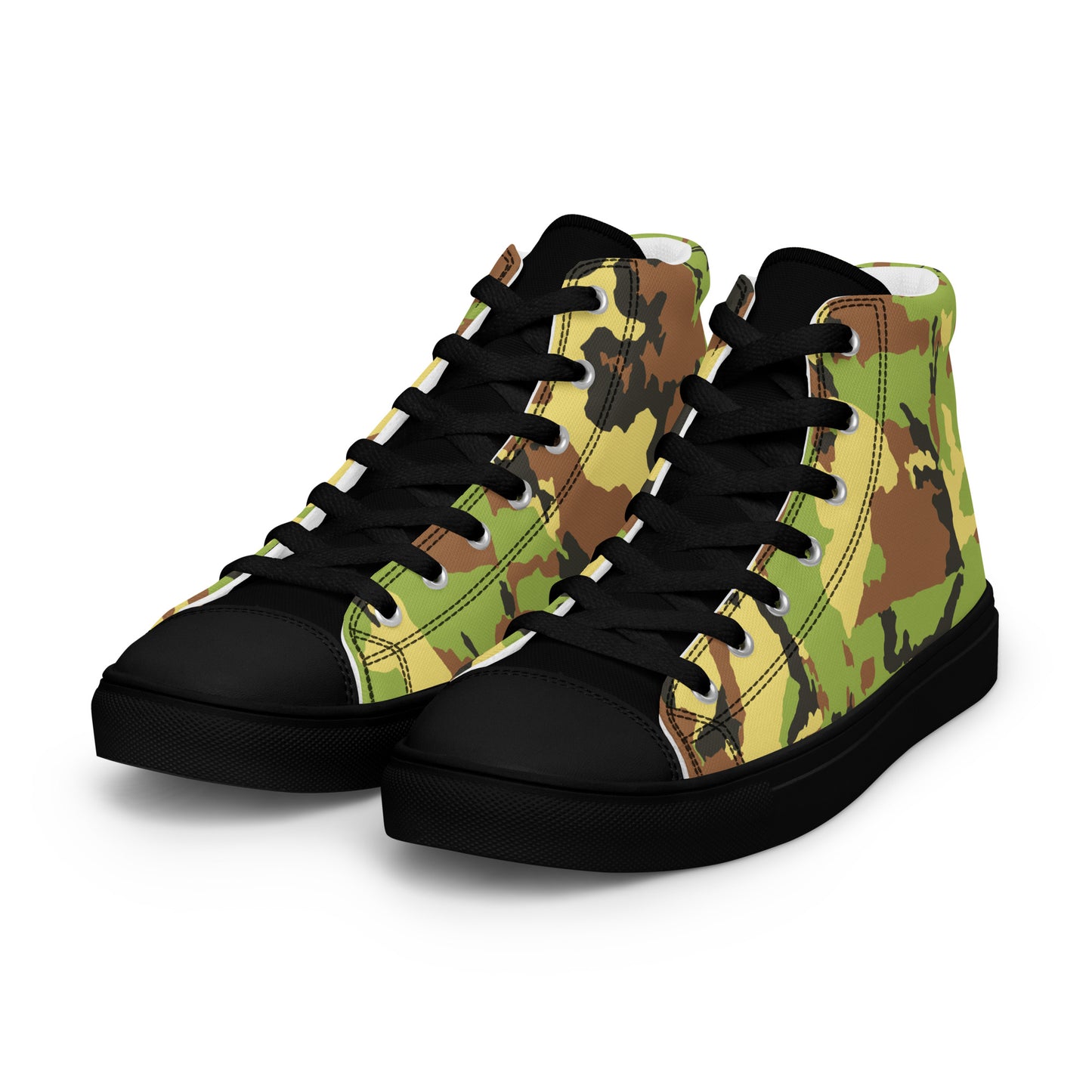 Green Camo Men’s high top canvas shoes